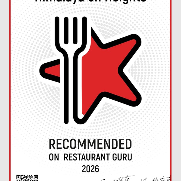 Himalaya on Heights' Restaurant Guru 2026 recommendation badge with a red star and fork.